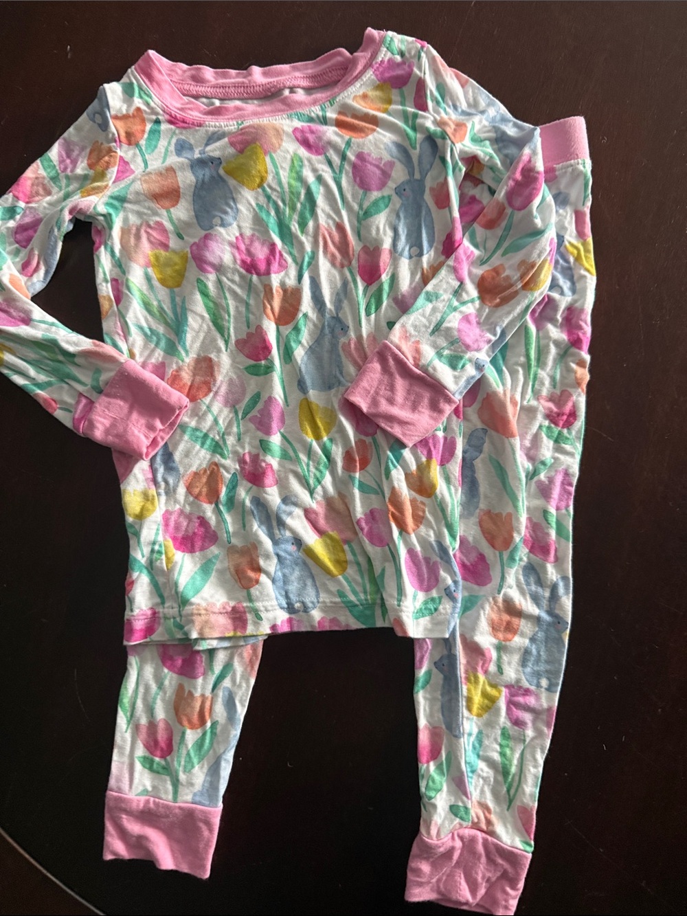 Little Sleepies Pink Floral Bunny Kids Pajama Set